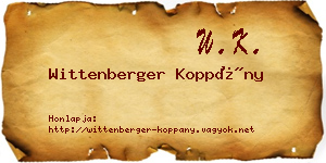 Wittenberger Koppány névjegykártya